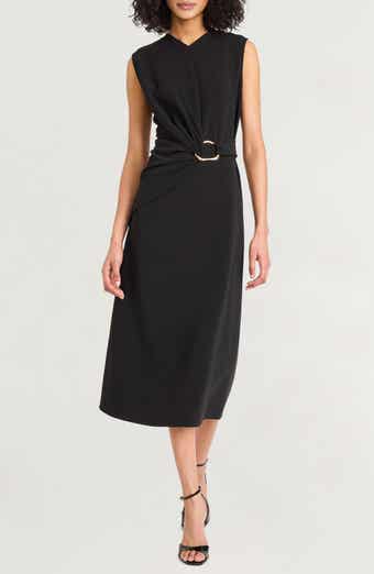 Luxely Sleeveless Ruched Midi Dress