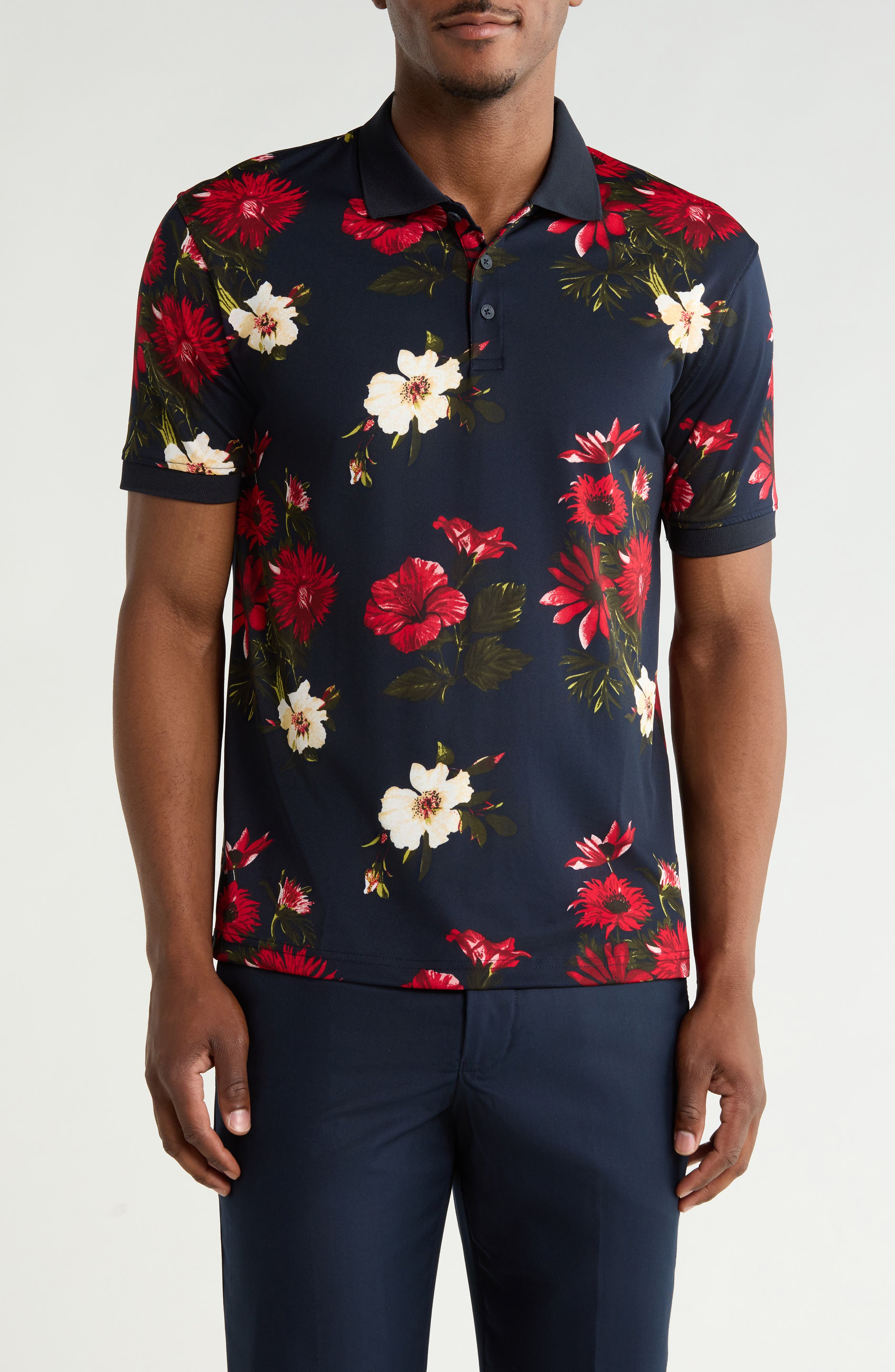 Floral Print Short Sleeve Polo
