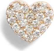 Anzie Pavé Diamond Single Heart Stud Earring