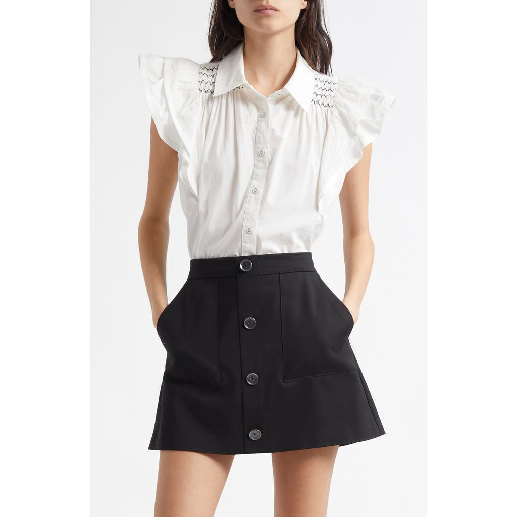 RAMY BROOK RAMY BROOK MARCELINE FLUTTER SLEEVE COTTON SHIRT