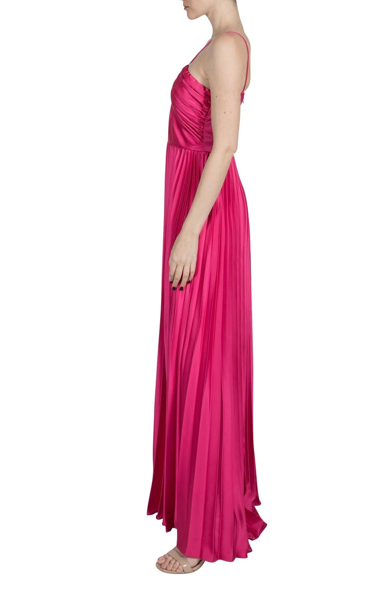 Julia Jordan Sunburst Pleated Satin Maxi Dress, Alternate, color, 
