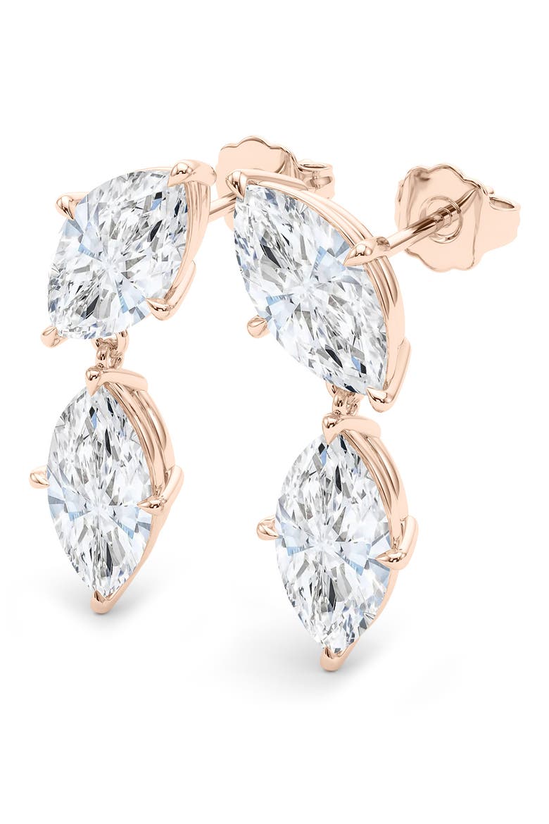 Lab Grown Diamond Twin Marquise Cut Drop Earrings, Alternate, color, 18K ROSE GOLD