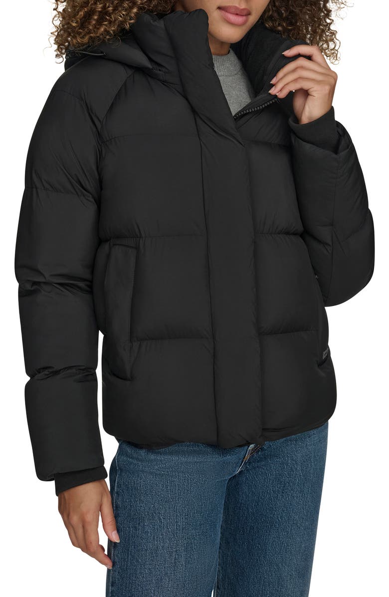 Levi's Hooded Quilted Puffer Jacket, Main, color, Black