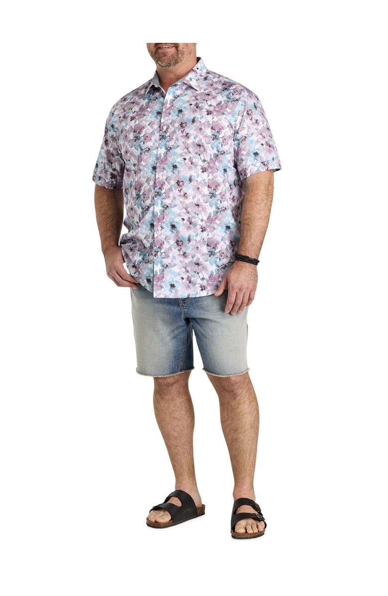 Synrgy by DXL Big & Tall Watercolor Floral Sport Shirt V3, Alternate, color, White Blue Purple