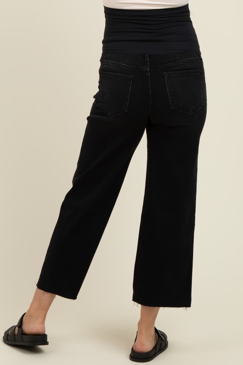 Raw Hem Cropped Wide Leg Maternity Jeans, Alternate, color, Black