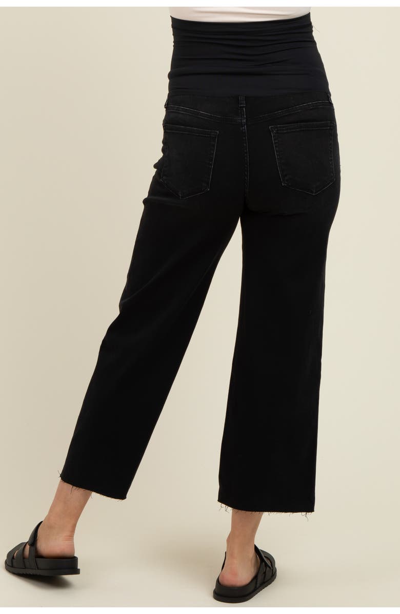 PinkBlush Raw Hem Cropped Wide Leg Maternity Jeans, Alternate, color, Black