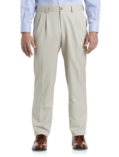 Waist-Relaxer Pleated Microfiber Pants