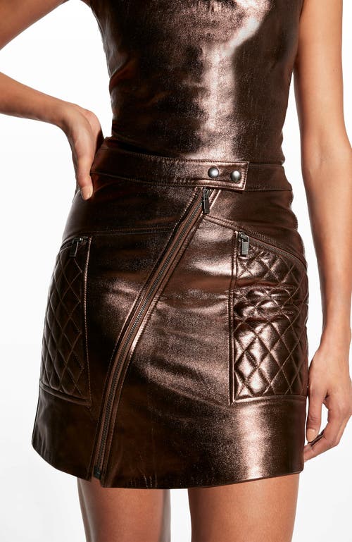 As By Df Elodie Upcycled Leather Skirt In Bronze