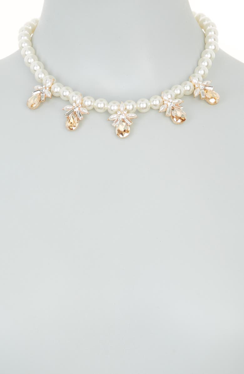 Tasha Imitation Pearl Crystal Drop Necklace, Alternate, color,