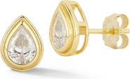 GLAZE JEWELRY Cubic Zirconia Bezel Set Pear Stud Earrings