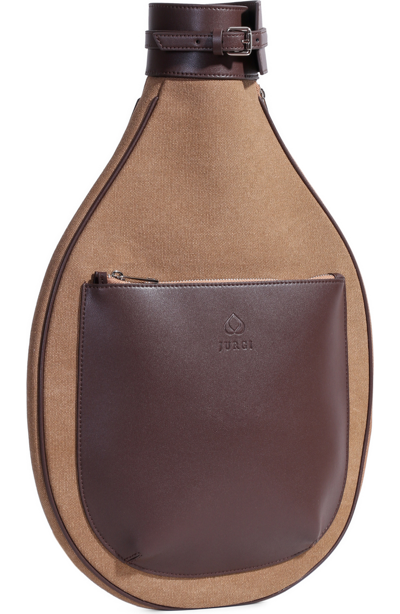 JURGI Tennis Racket Backpack in Canvas and Leather, Alternate, color, Brown