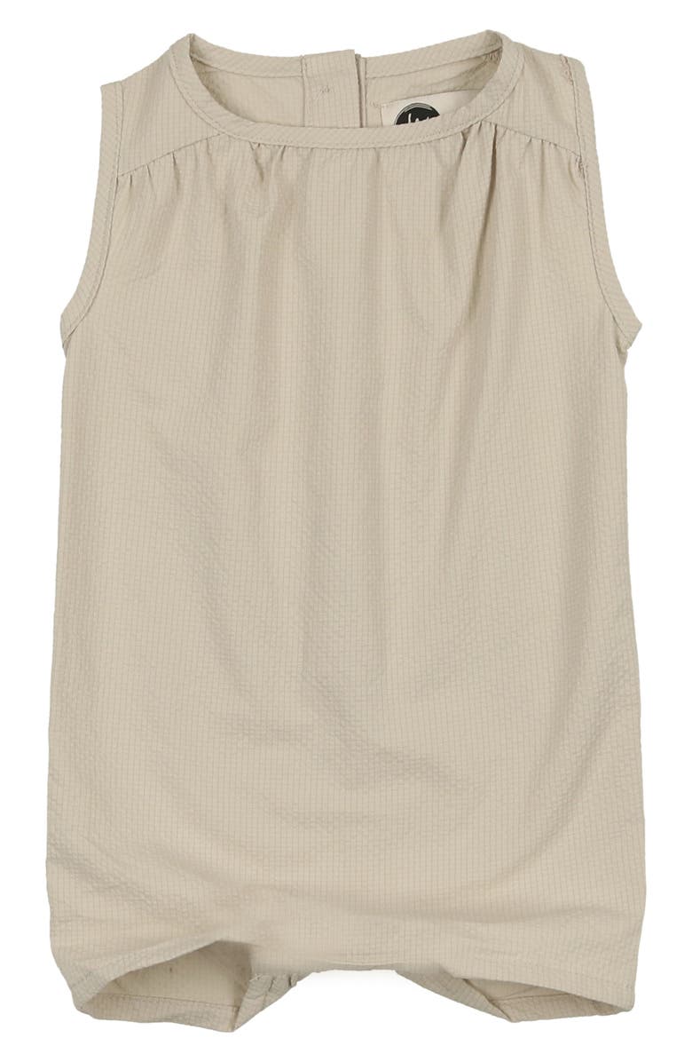 Manière Kids' Textured Grid Romper, Main, color, Sand