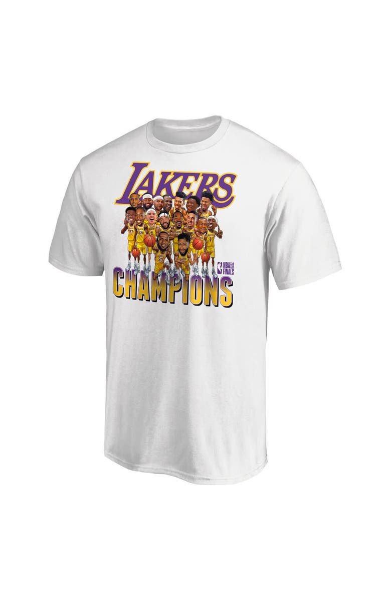 FANATICS Men's Fanatics Branded White Los Angeles Lakers 2020 NBA Finals Champions Team Caricature T-Shirt, Alternate, color,