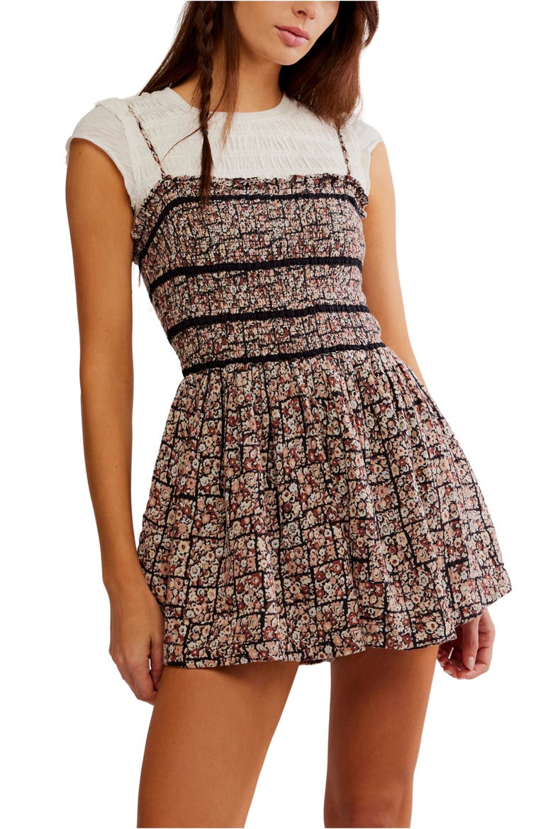 Bali Checked Out Floral Romper, Alternate, color, BLACK COMBO DITSY CH