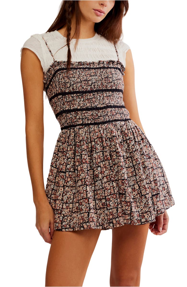 Free People Bali Checked Out Floral Romper, Alternate, color, Black Combo Ditsy Ch