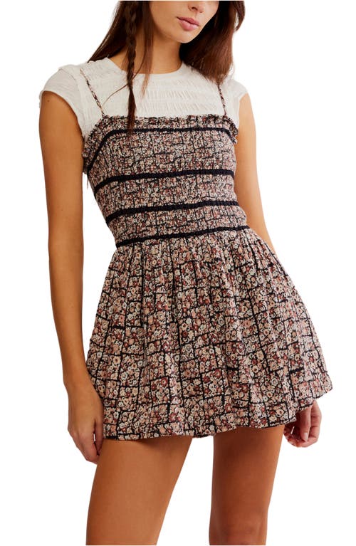 Free People Bali Checked Out Floral Romper In Black Combo Ditsy Ch