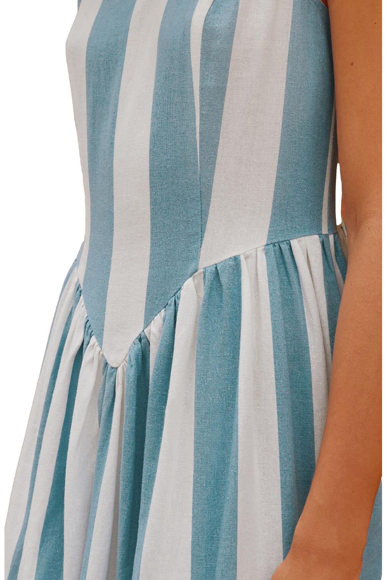 Stripe Linen Blend Sleeveless Fit & Flare Minidress, Alternate, color, WHITE