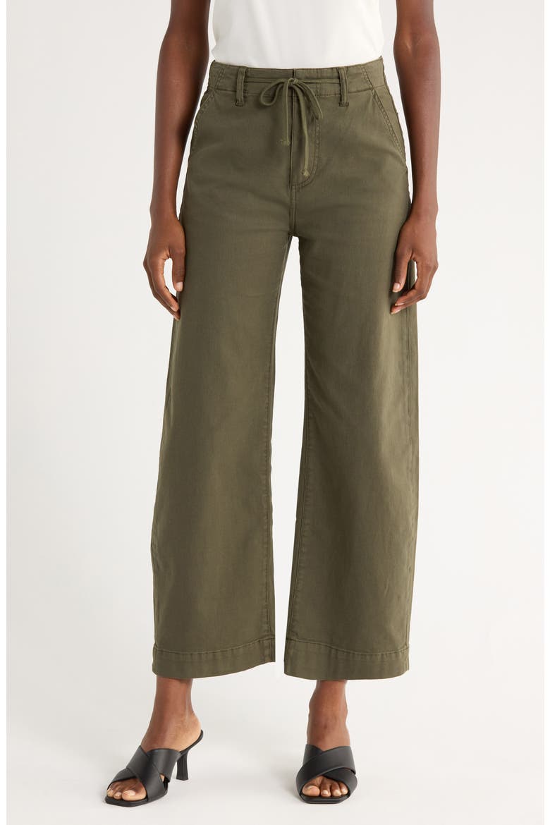 Arellia Drawstring High Waist Barrel Trouser Jeans, Main, color, VINTAGE FOREST MOSS