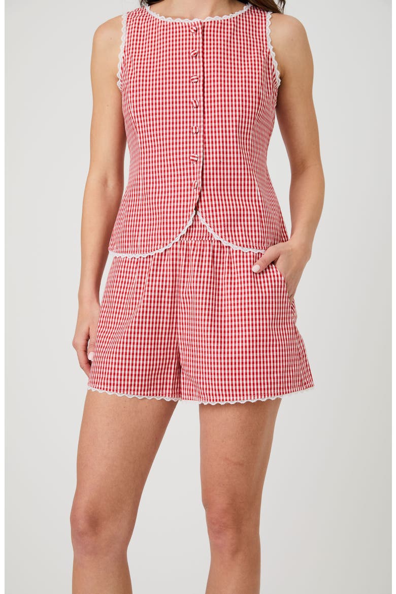 Lace Trim Gingham Vest, Alternate, color, STRAWBERRY/ WHITE GINGHAM