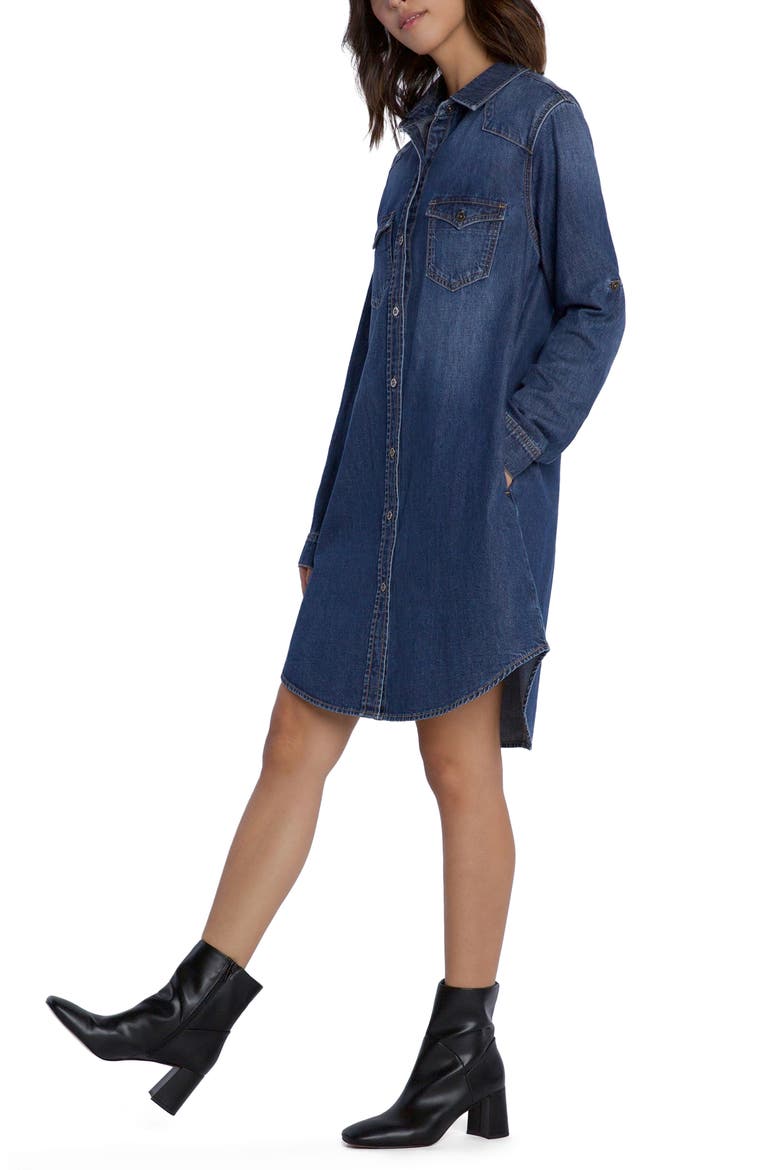 Amanda Long Sleeve Denim Shirtdress, Alternate, color, DULCET BLUE