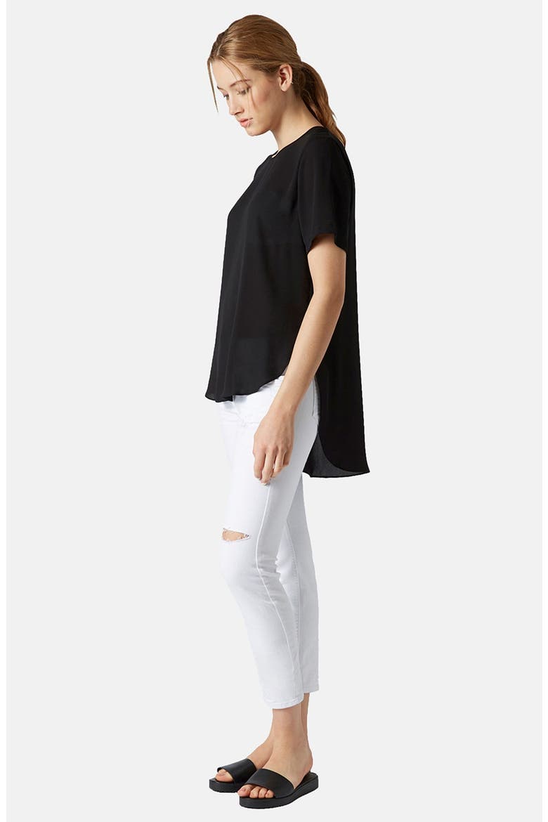 Split Side High/Low Top, Alternate, color, BLACK