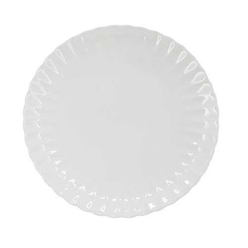 Elama Jane 16 Piece Scalloped Double Bowl Porcelain Dinnerware Set In White