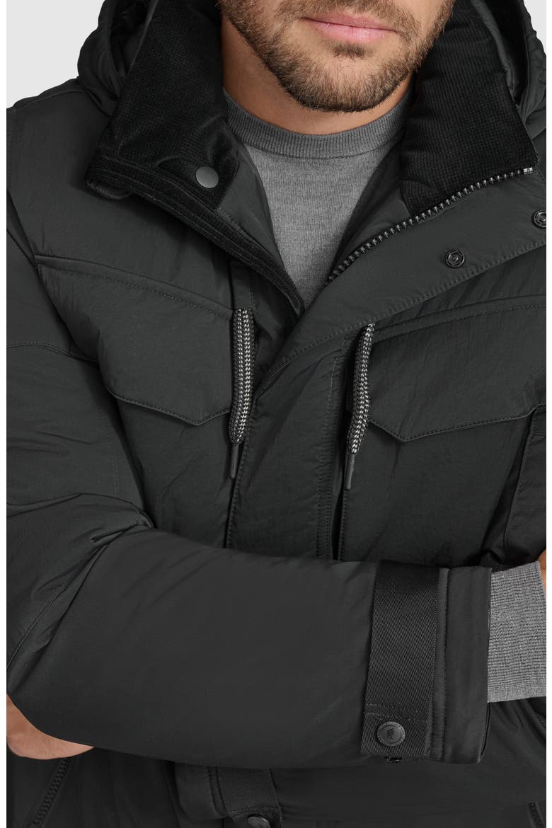 Hooded Utility Down & Feather Fill Jacket, Alternate, color, BLACK