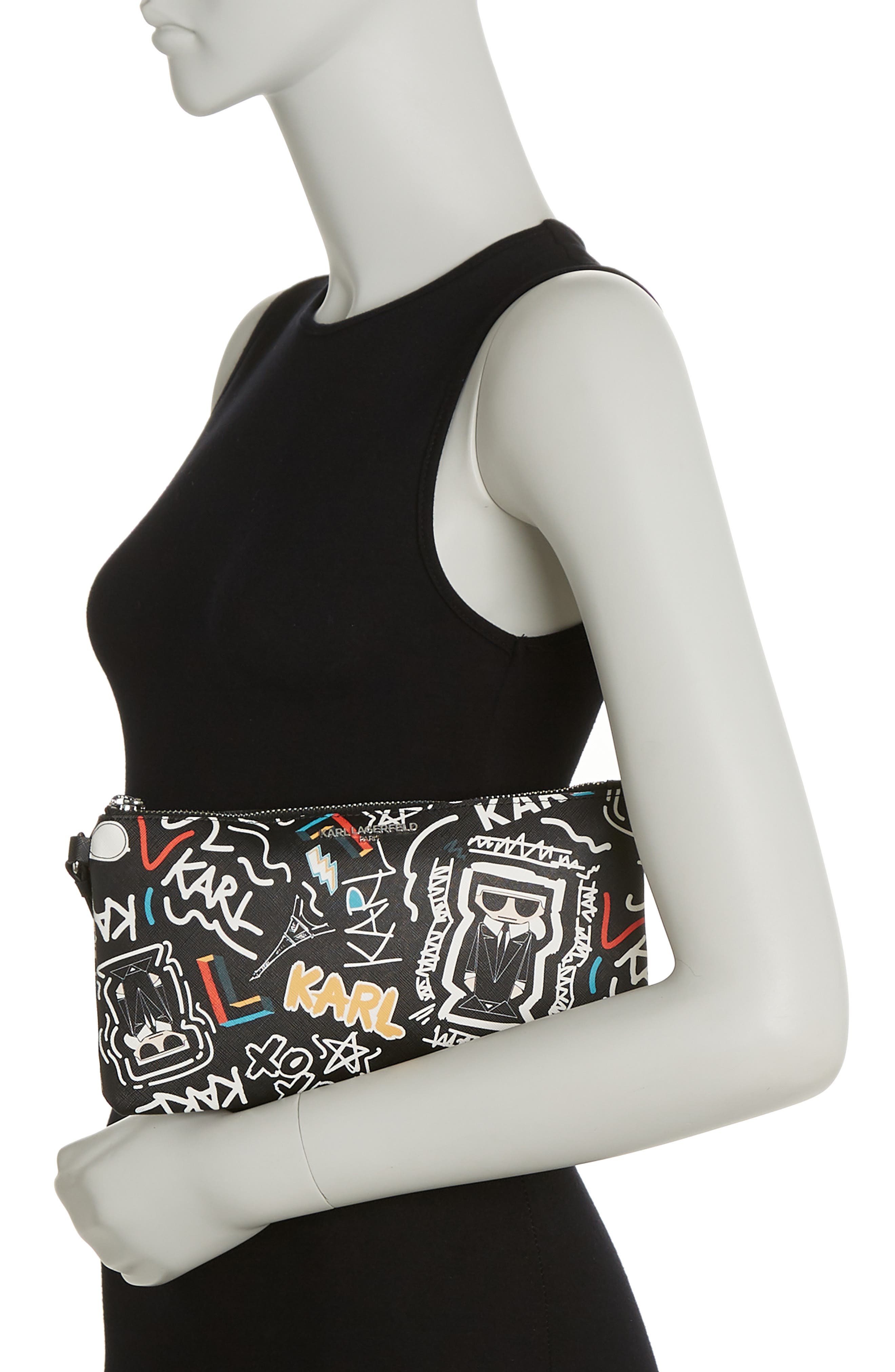 KARL LAGERFELD PARIS Maybelle Printed Wrist Pouch, Alternate, color, 