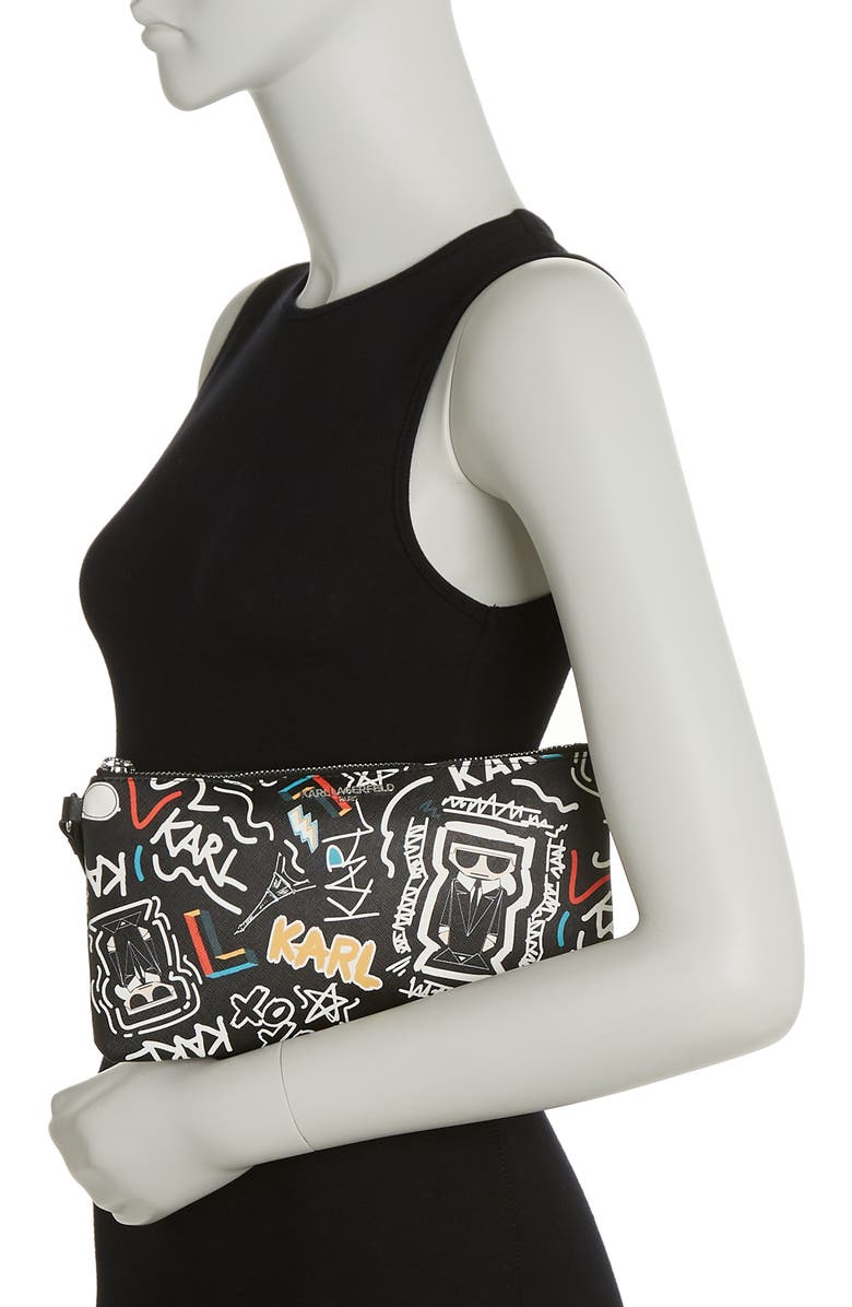 KARL LAGERFELD PARIS Maybelle Printed Wrist Pouch, Alternate, color,
