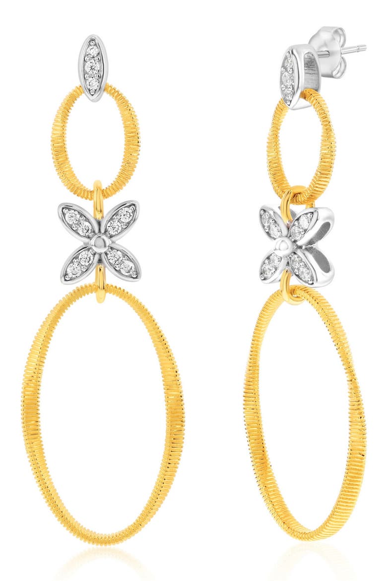 Golden Helix Flower Double Circle Coil Drop Earrings, Main, color, YELLOW