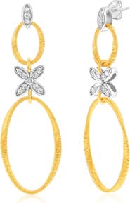 SUZY LEVIAN Golden Helix Flower Double Circle Coil Drop Earrings