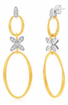 SUZY LEVIAN Golden Helix Flower Double Circle Coil Drop Earrings