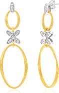 SUZY LEVIAN Golden Helix Flower Double Circle Coil Drop Earrings