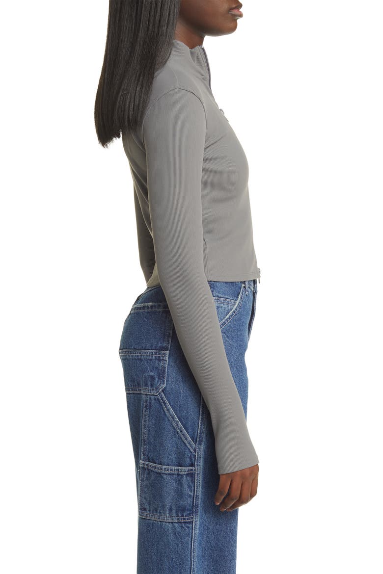 Rib Mock Neck Zip-Up Jacket, Alternate, color, GREY PEARL