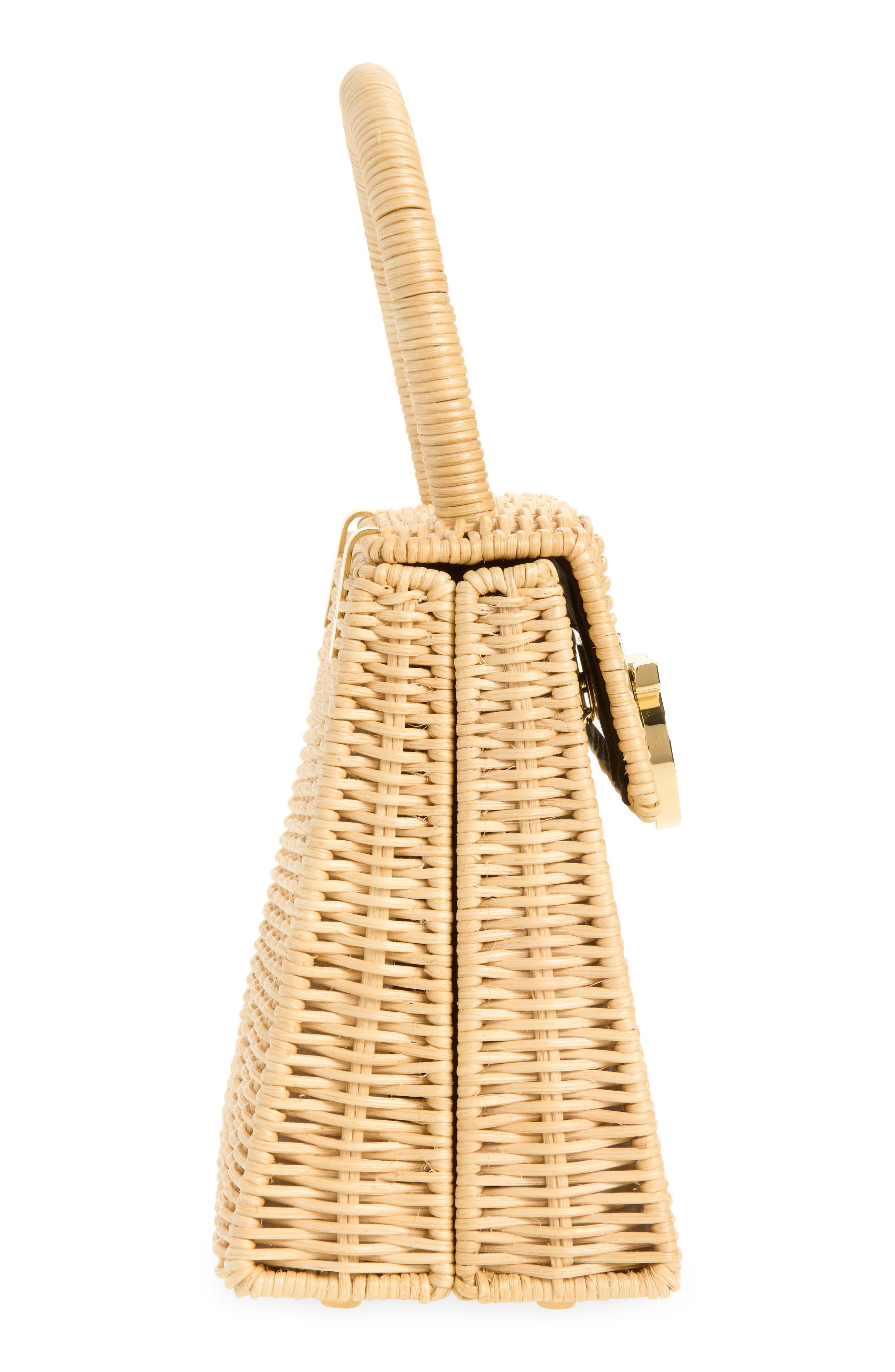 FERRAGAMO Small Iconic Top Handle Wicker Handbag, Alternate, color, Naturale Nero