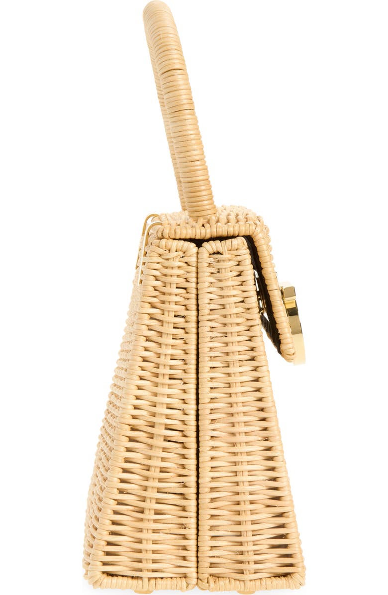 FERRAGAMO Small Iconic Top Handle Wicker Handbag, Alternate, color, Naturale Nero
