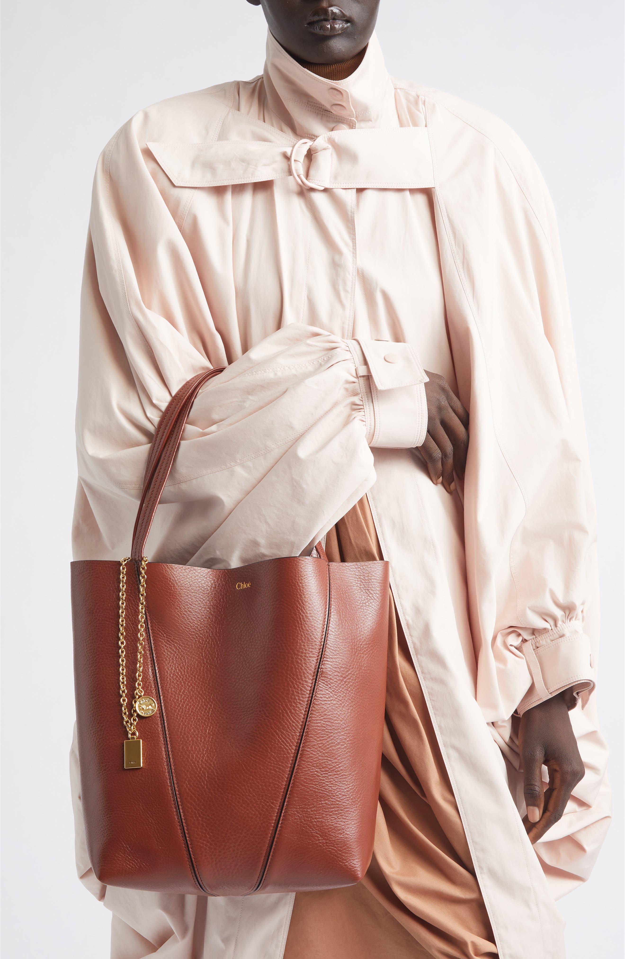 Spin Leather Tote, Alternate, color, BLUSHY BROWN