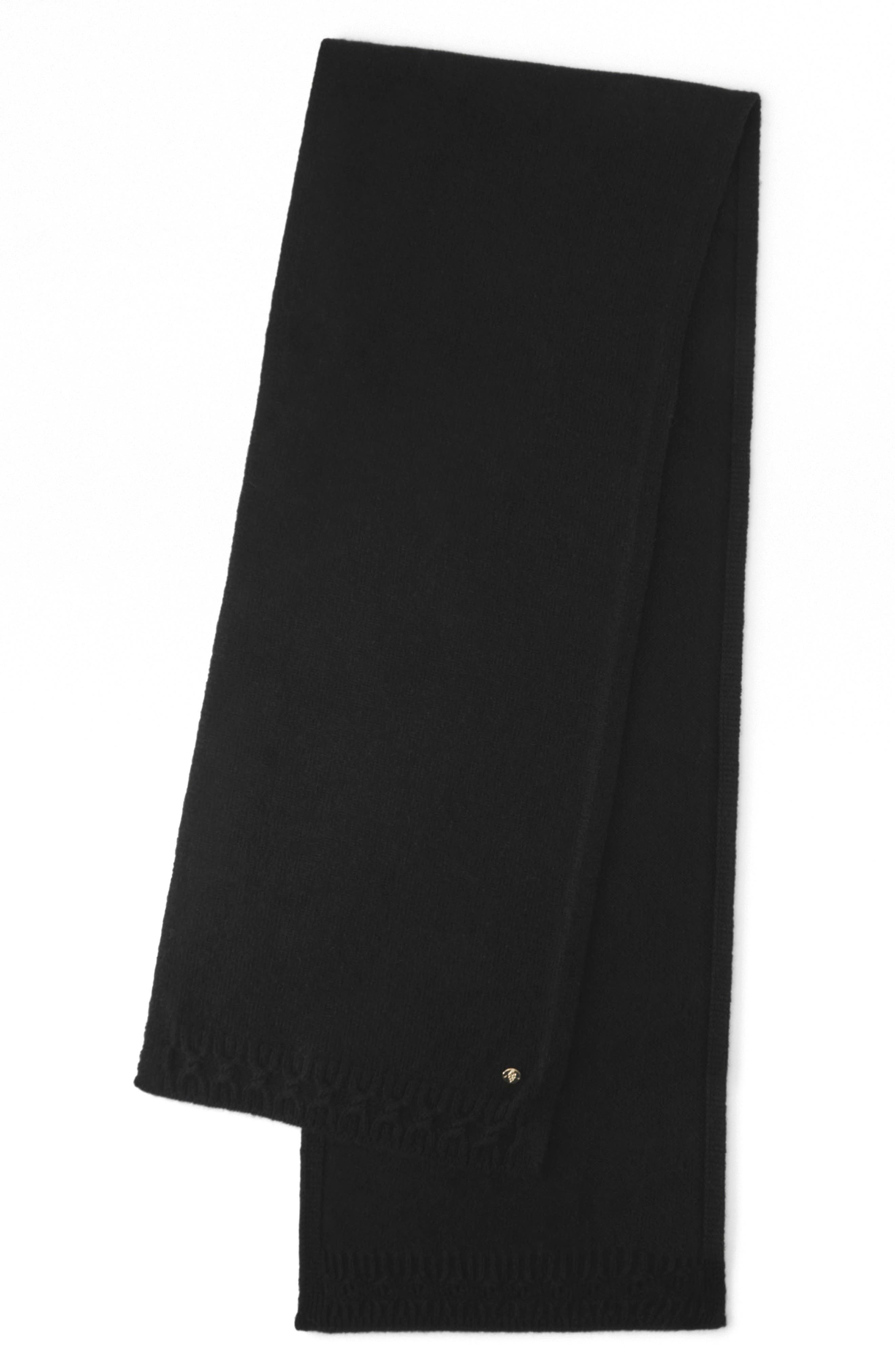 Helen Kaminski Candine Cable Trim Cashmere Scarf in Black 
