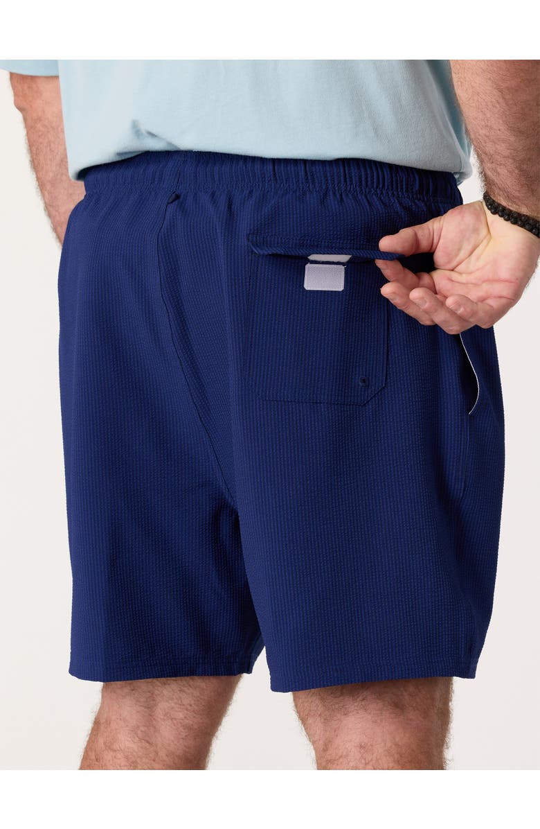 Harbor Bay by DXL Big & Tall Seersucker Swim Trunks, Alternate, color, Blue Depths