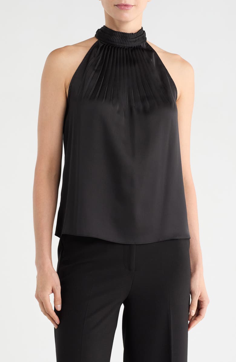 Catherine Malandrino Emboidered Collar Halter Top, Main, color, Black