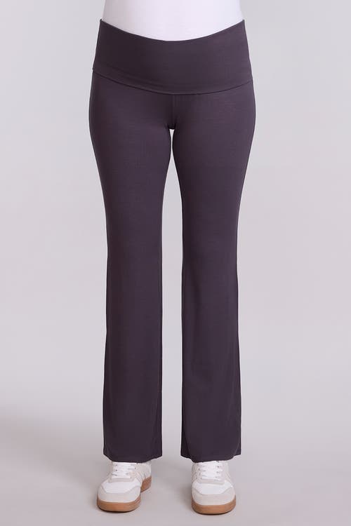 Motherhood Maternity Roll Over Waistband Flare Legging In Black