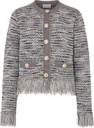 Milly Kaia Fringe Tweed Cardigan