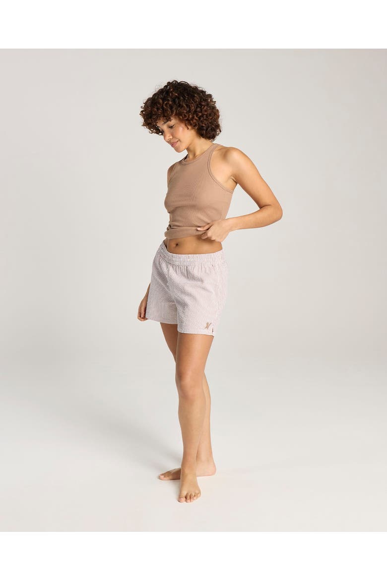 The Seersucker Button Boxer Short, Alternate, color, Mocha Stripe