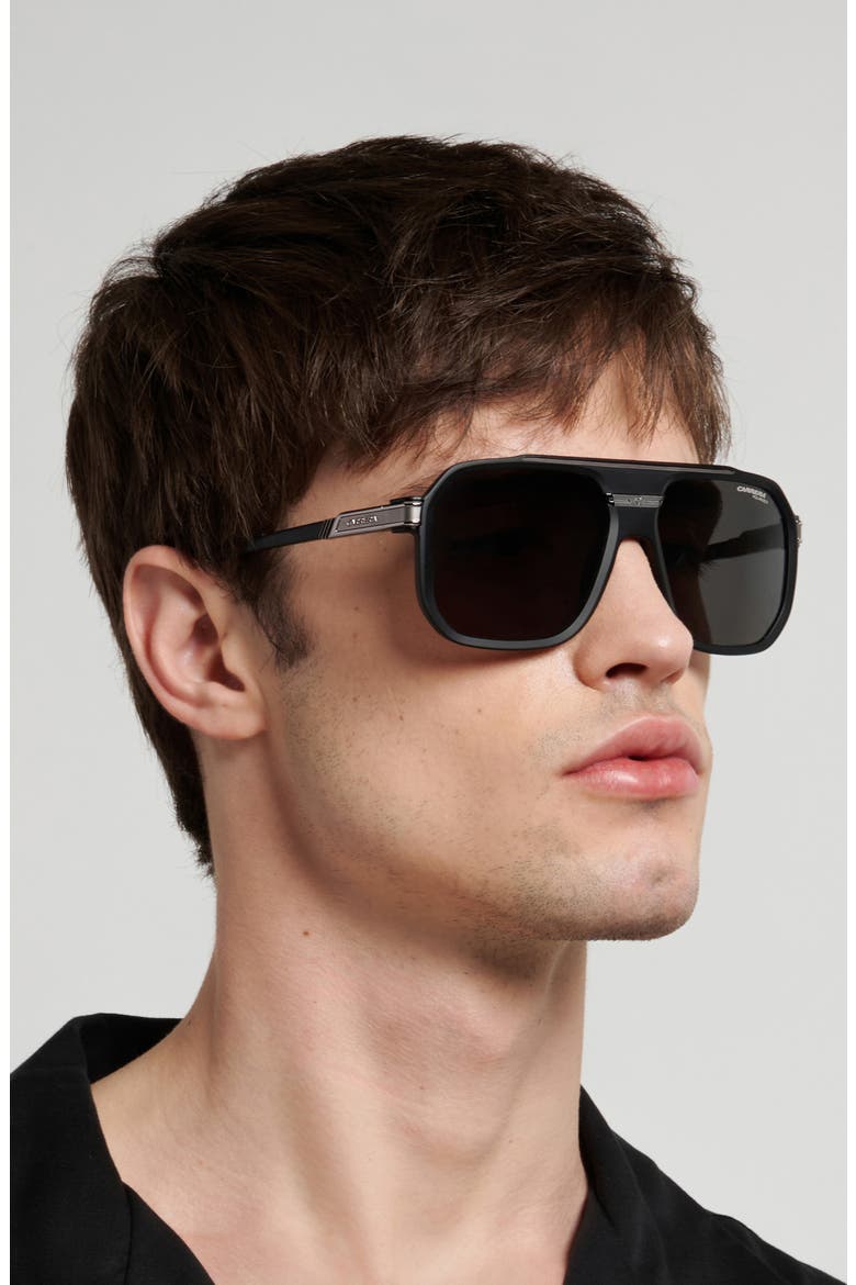 60mm Polarized Oversize Aviator Sunglasses, Alternate, color, MATTE BLACK DARK RUTHENIUM