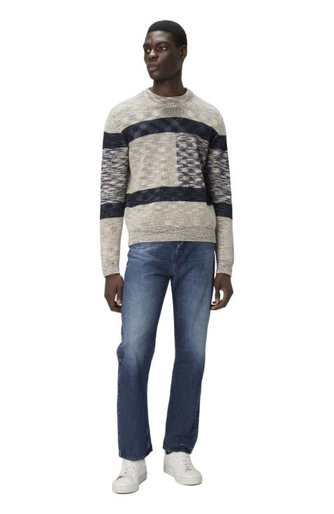 Crew Neck Sweater With Check Pattern