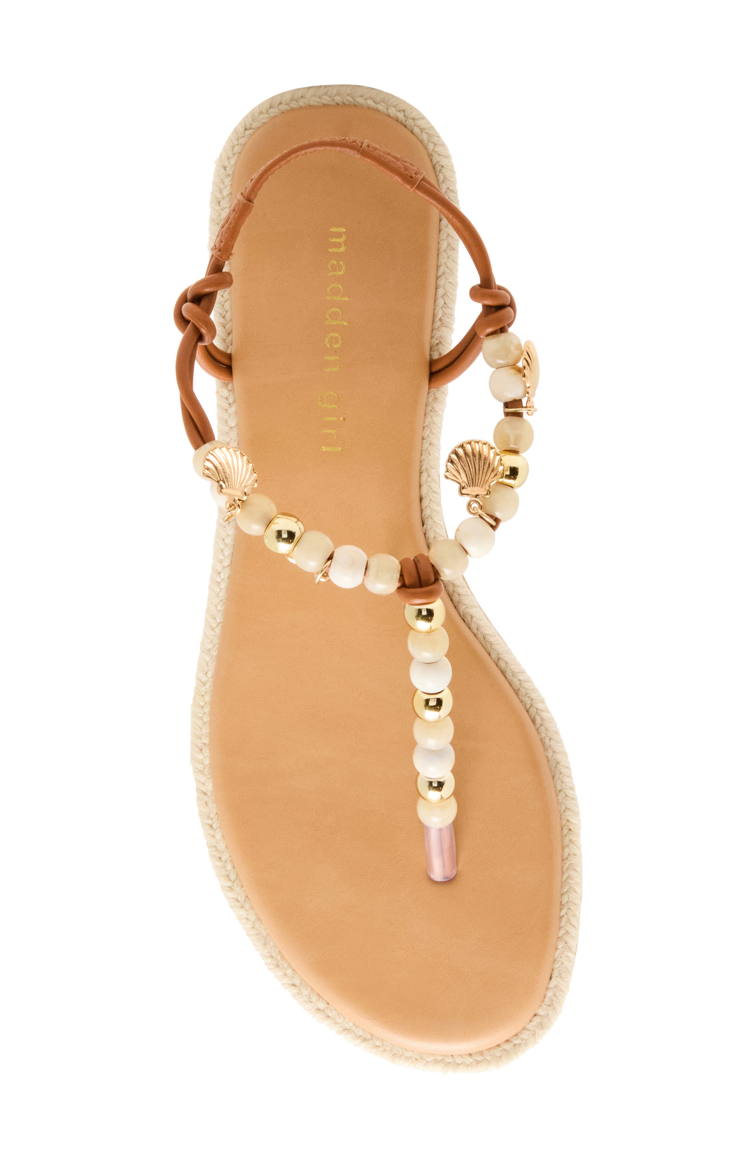 Madden Girl <p>Shells T-Strap Sandal (Women) </p>, Alternate, color, Cognac Multi