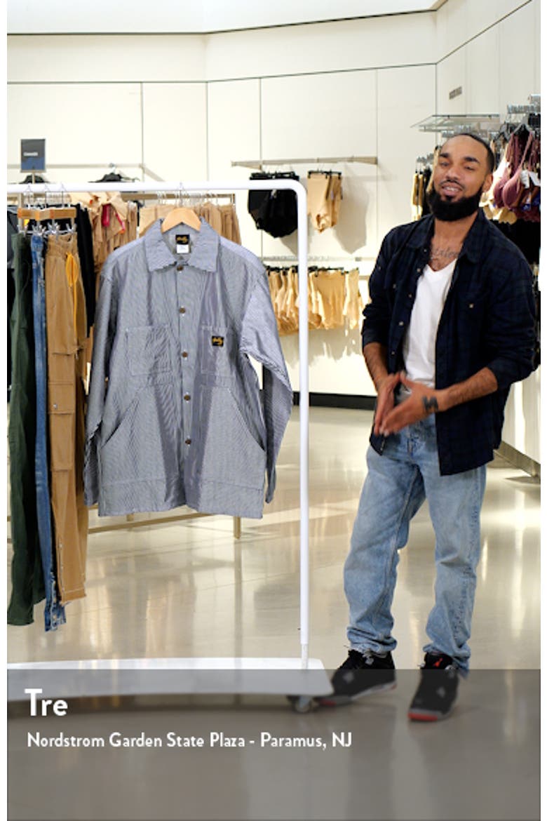Pinstripe Cotton Button-Up Shop Jacket video