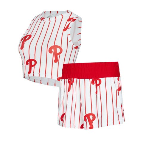Women's Concepts Sport  White Philadelphia Phillies Pinstripe Record Tank & Short Set