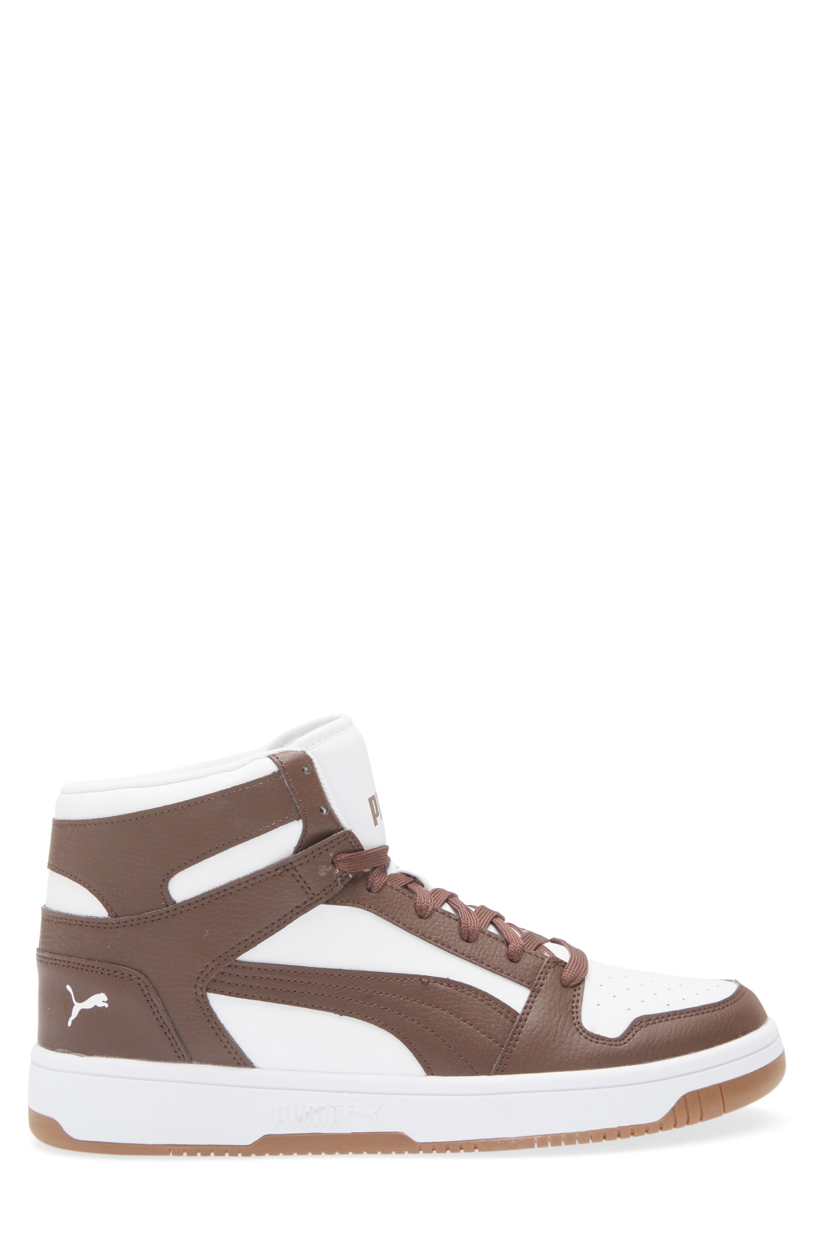 PUMA Rebound Layup High Top Sneaker, Alternate, color, Chocolate Brown/ Puma White
