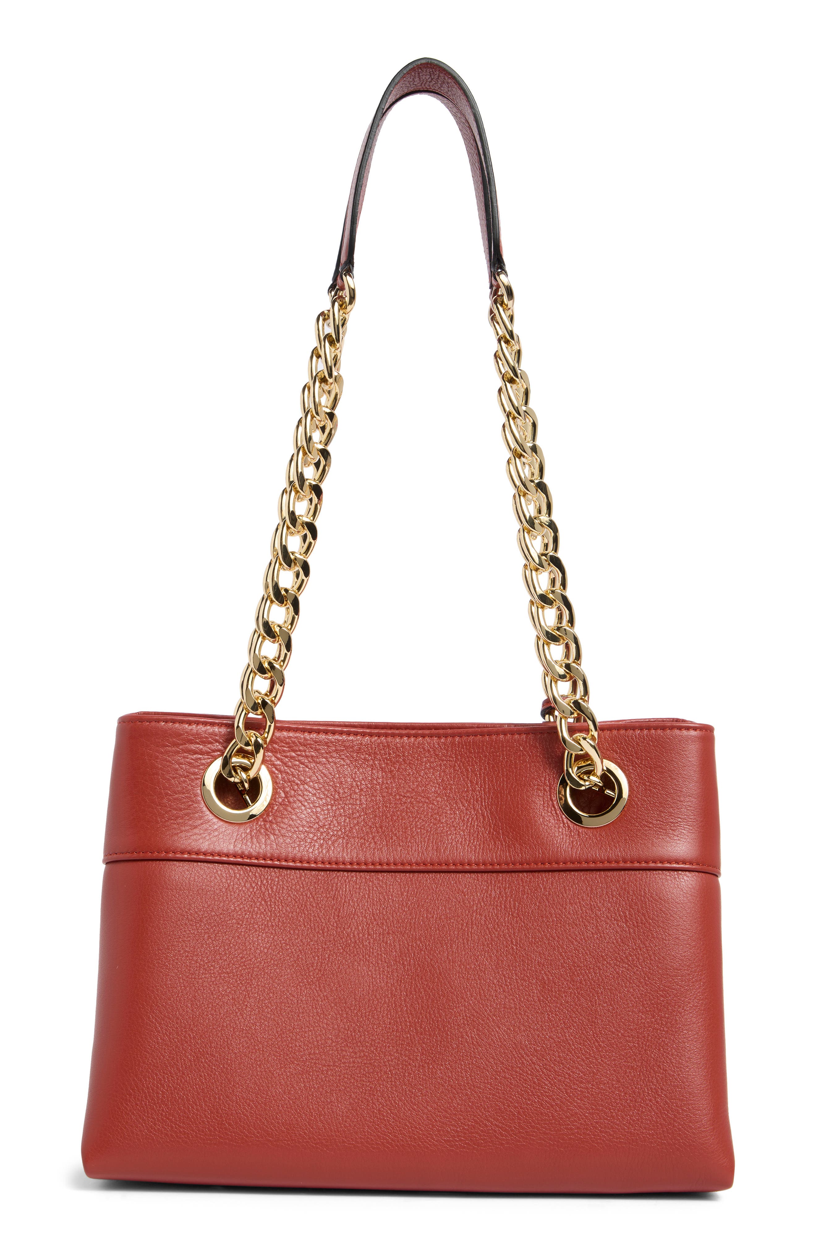 VALENTINO BY MARIO VALENTINO Kali Leather Signature Tote Bag, Alternate, color, Rust